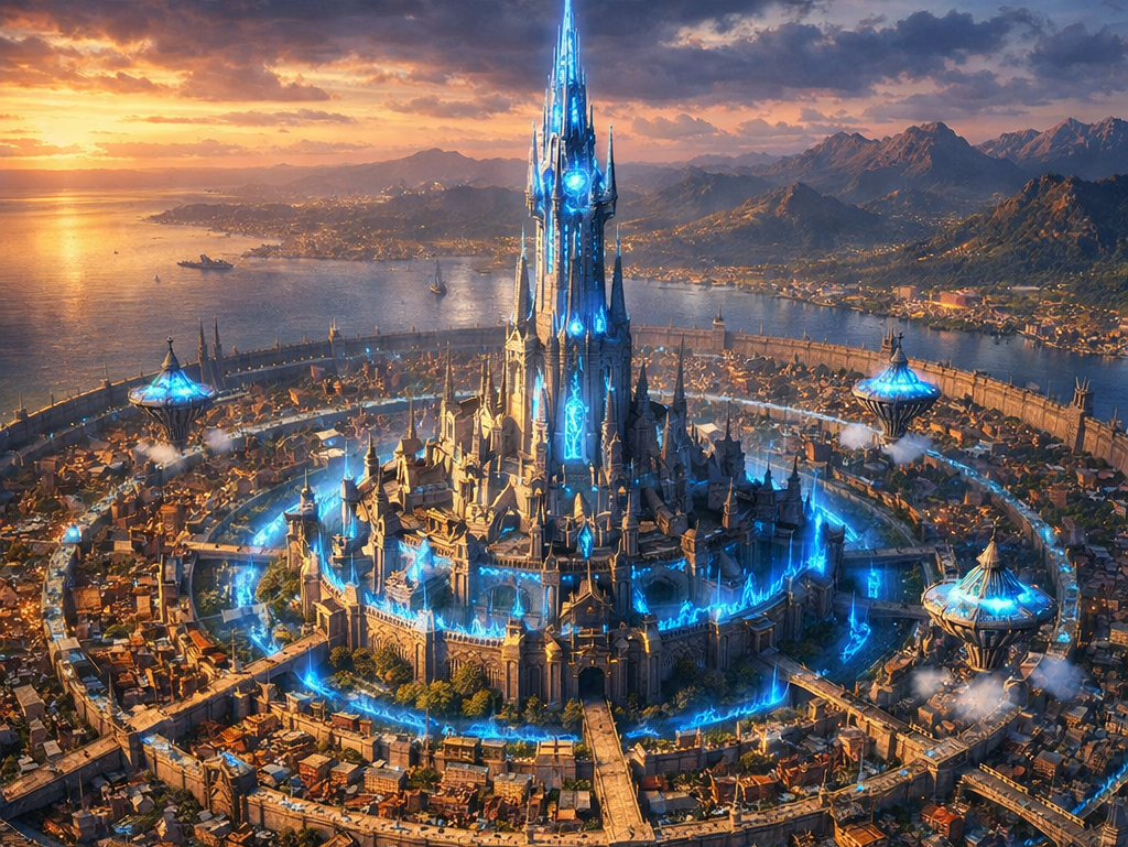 The Crown City of Cipheria with the Dreaming Tower at its center